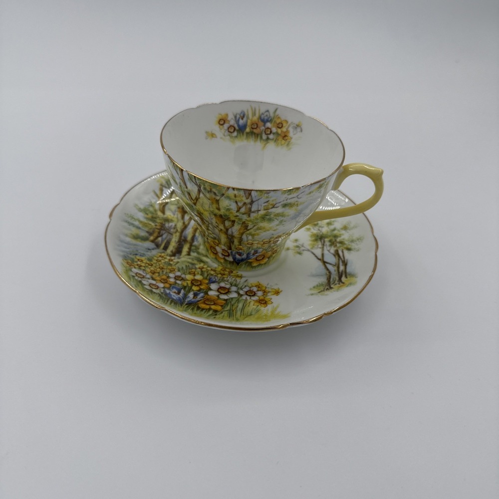 Shelley Fine Bone China "Daffodil Time" Tea Cup And Saucer Made In England